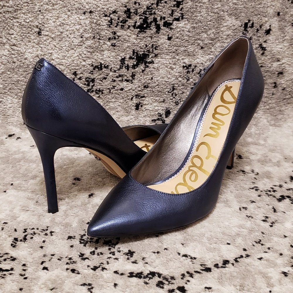 Sam Edleman Hazel Dark Purple Metalic Leather Pumps 13